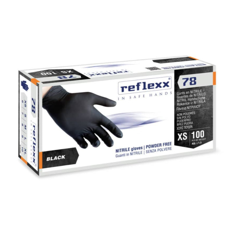 Guanti monouso in nitrile senza polvere neri 78 Reflexx - 4,0 gr